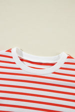 Striped Dropped Shoulder Long Sleeve Sweatshirt - Maple Row Boutique 