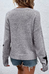 Star Round Neck Dropped Shoulder Sweater - Maple Row Boutique 