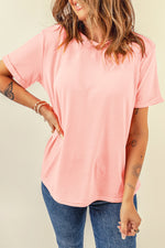 Round Neck Short Sleeve T-Shirt - Maple Row Boutique 