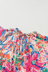Ruffled Printed Tie Neck Cap Sleeve Blouse - Maple Row Boutique 