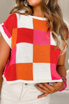 Color Block Round Neck Cap Sleeve Knit Top - Maple Row Boutique 