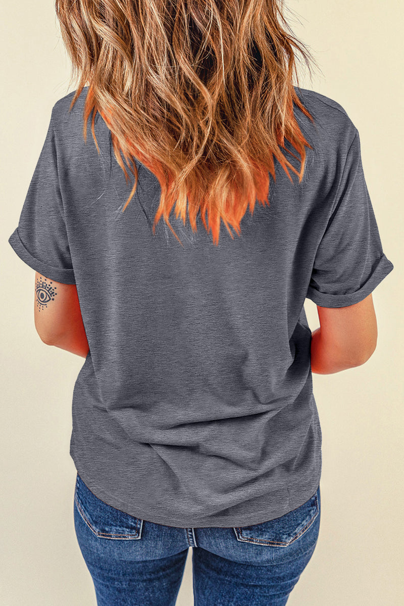 Round Neck Short Sleeve T-Shirt - Maple Row Boutique 