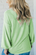 Textured Round Neck Dropped Shoulder Top - Maple Row Boutique 