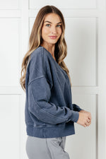 Rep Ready Mineral Wash French Terry Pullover in Blue - Maple Row Boutique