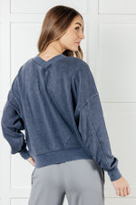 Rep Ready Mineral Wash French Terry Pullover in Blue - Maple Row Boutique