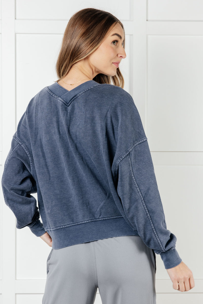 Rep Ready Mineral Wash French Terry Pullover in Blue - Maple Row Boutique