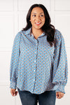 Skies Above Patterned Button Up Shirt - Maple Row Boutique