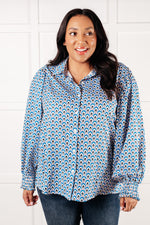 Skies Above Patterned Button Up Shirt - Maple Row Boutique