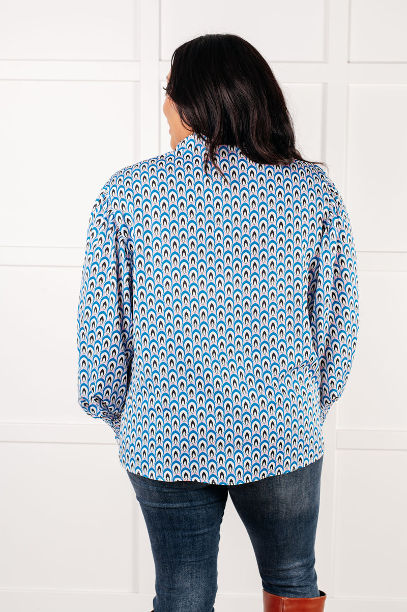 Skies Above Patterned Button Up Shirt - Maple Row Boutique