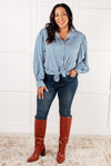 Skies Above Patterned Button Up Shirt - Maple Row Boutique