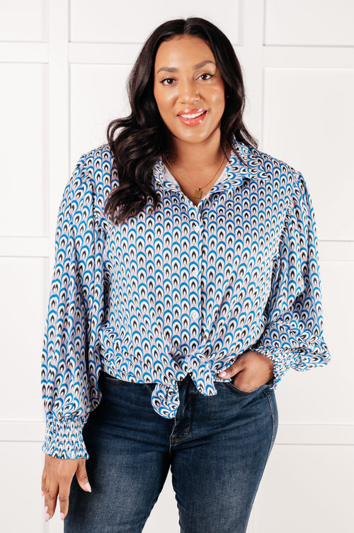 Skies Above Patterned Button Up Shirt - Maple Row Boutique