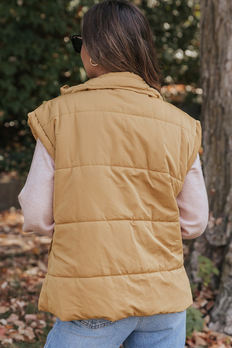 Pocketed Zip Up Vest Coat - Maple Row Boutique 