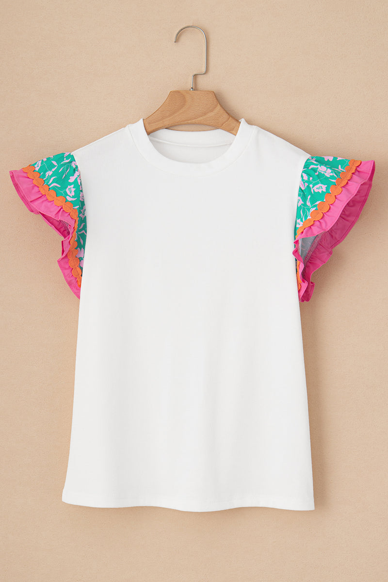 Round Neck Cap Sleeve Blouse - Maple Row Boutique 