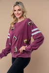 Sequin Football Long Sleeve Knit Top - Maple Row Boutique