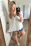 Decorative Button Baby Doll Sweater Top In Ivory - Maple Row Boutique 