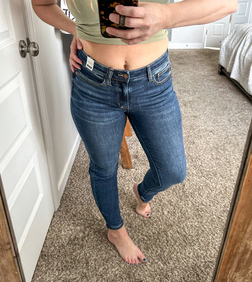 Mid Rise Classic Skinny Jeans By Judy Blue - Maple Row Boutique 