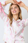 Satin Champagne Long Sleeve Pajama Top - Maple Row Boutique
