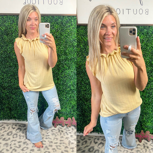 Ruffle Collared Top In Soft Moroccan Sunrise - Maple Row Boutique 