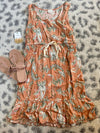 Swiss Dot Dress In Peach Paisley - Maple Row Boutique 