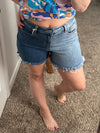 Risen Two Tone Denim Shorts - Maple Row Boutique 