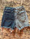 Risen Two Tone Denim Shorts - Maple Row Boutique 