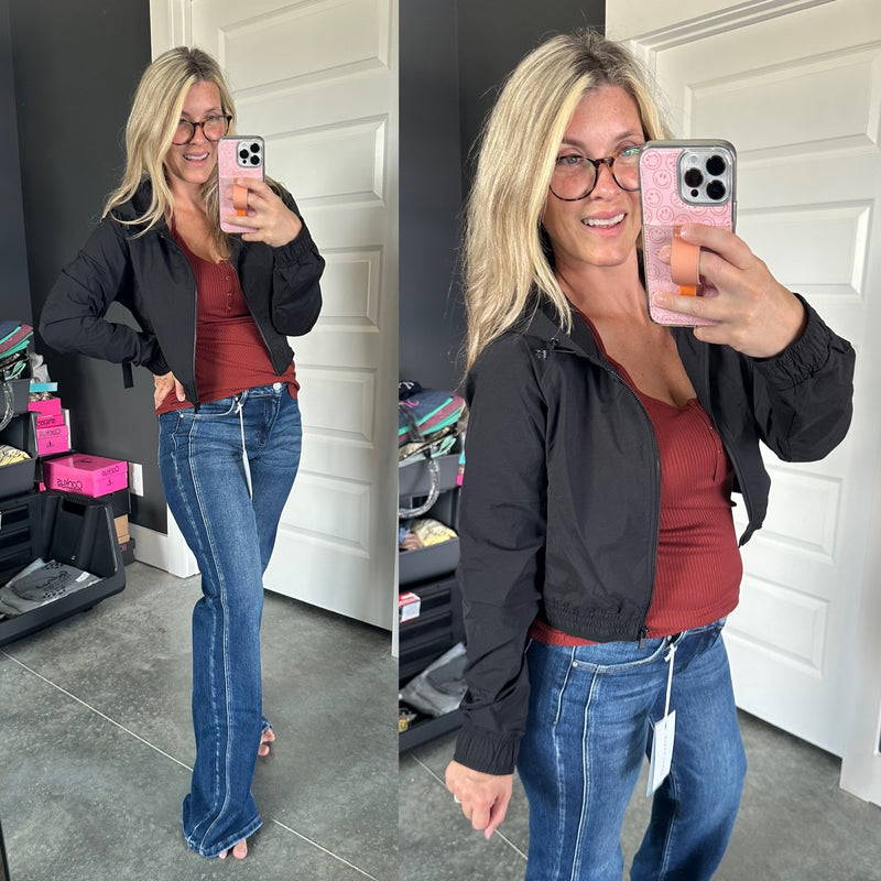 Cropped Windbreaker Jacket - Maple Row Boutique 