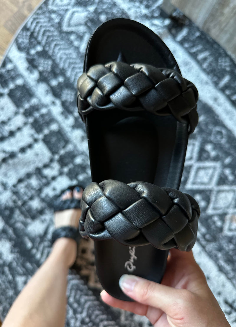 Element Braided Sandals in Black - Maple Row Boutique 