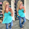 Grace Lace Tank in Aqua - Maple Row Boutique 