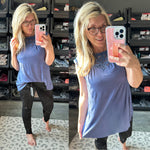 Crochet & Lace Sleeveless Top In Deep Blue - Maple Row Boutique 