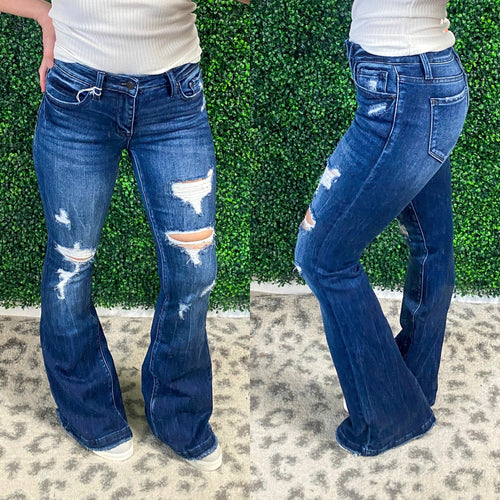 Petra153 Flare Distressed Jeans - Maple Row Boutique 