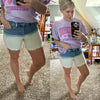 Risen Bleached Denim Shorts - Maple Row Boutique 