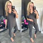 Tunic Top and Leggings Set in Charcoal - Maple Row Boutique 