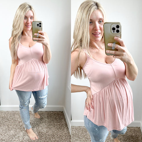 Blushing Pink Babydoll Sleeveless Top - Maple Row Boutique 