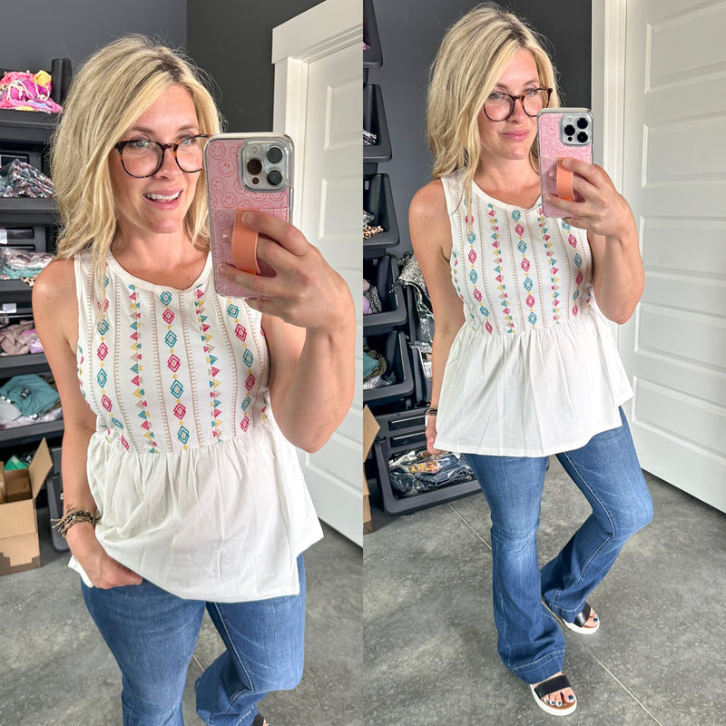 Isabel Embroidered Babydoll Tank - Maple Row Boutique 