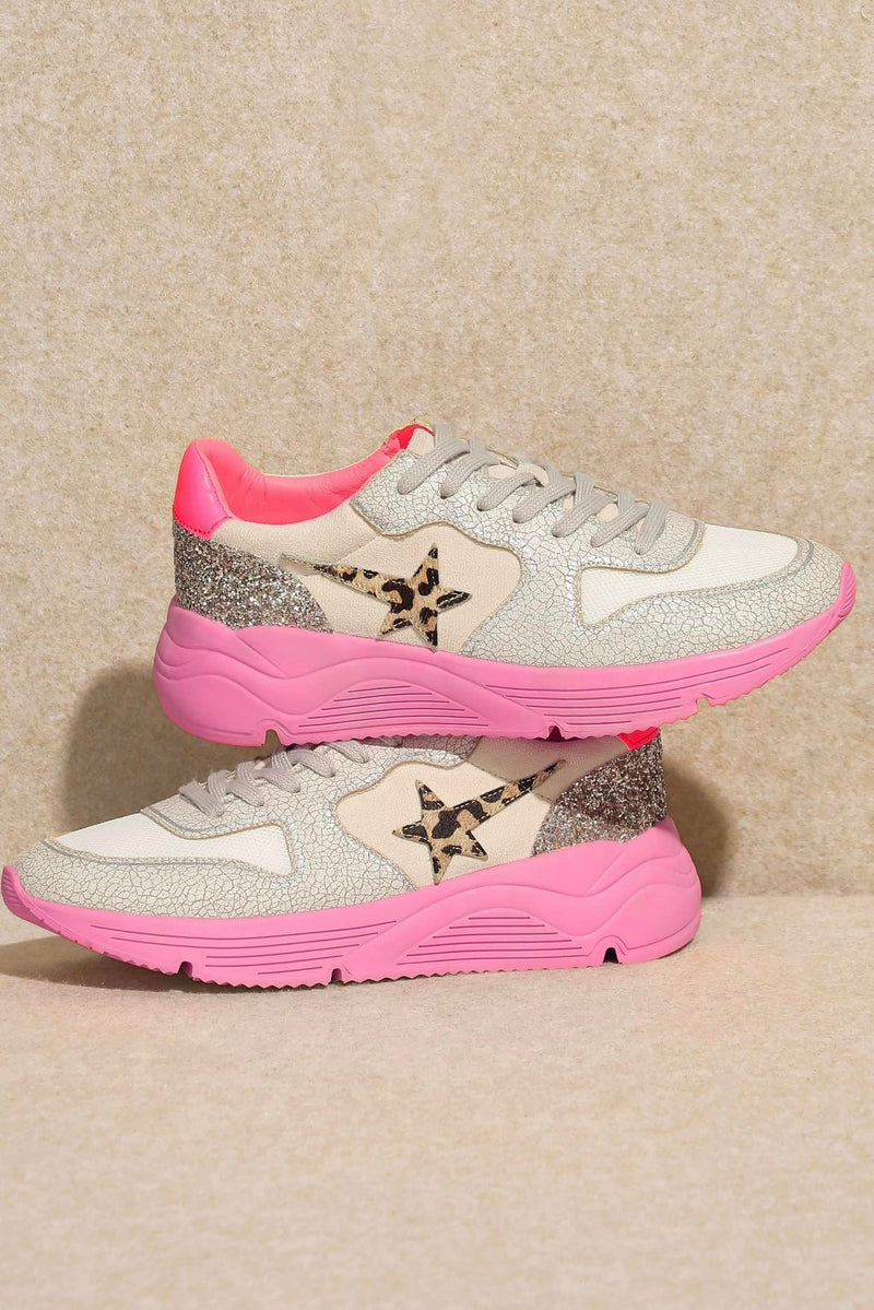 Sassy Neon Pink/Beige Sneaker - Maple Row Boutique 