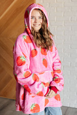Kids Oversized Hoodie Blanket in Strawberry - Maple Row Boutique
