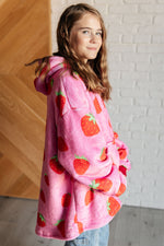 Kids Oversized Hoodie Blanket in Strawberry - Maple Row Boutique