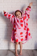 Kids Oversized Hoodie Blanket in Strawberry - Maple Row Boutique