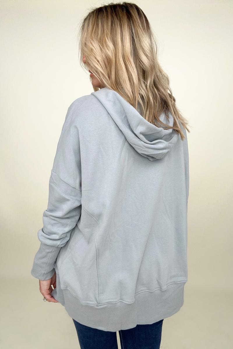Batwing Sleeve Buttoned Hoodie with Pockets - Maple Row Boutique 