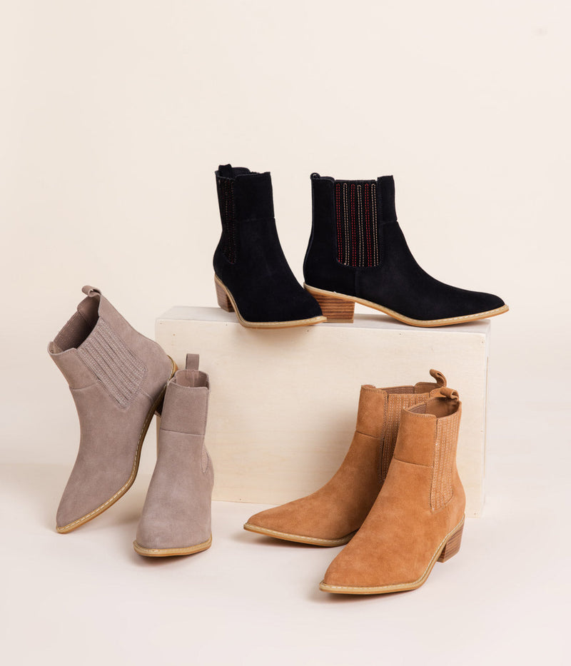 Leonor Suede Ankle Boot in Tan - Maple Row Boutique