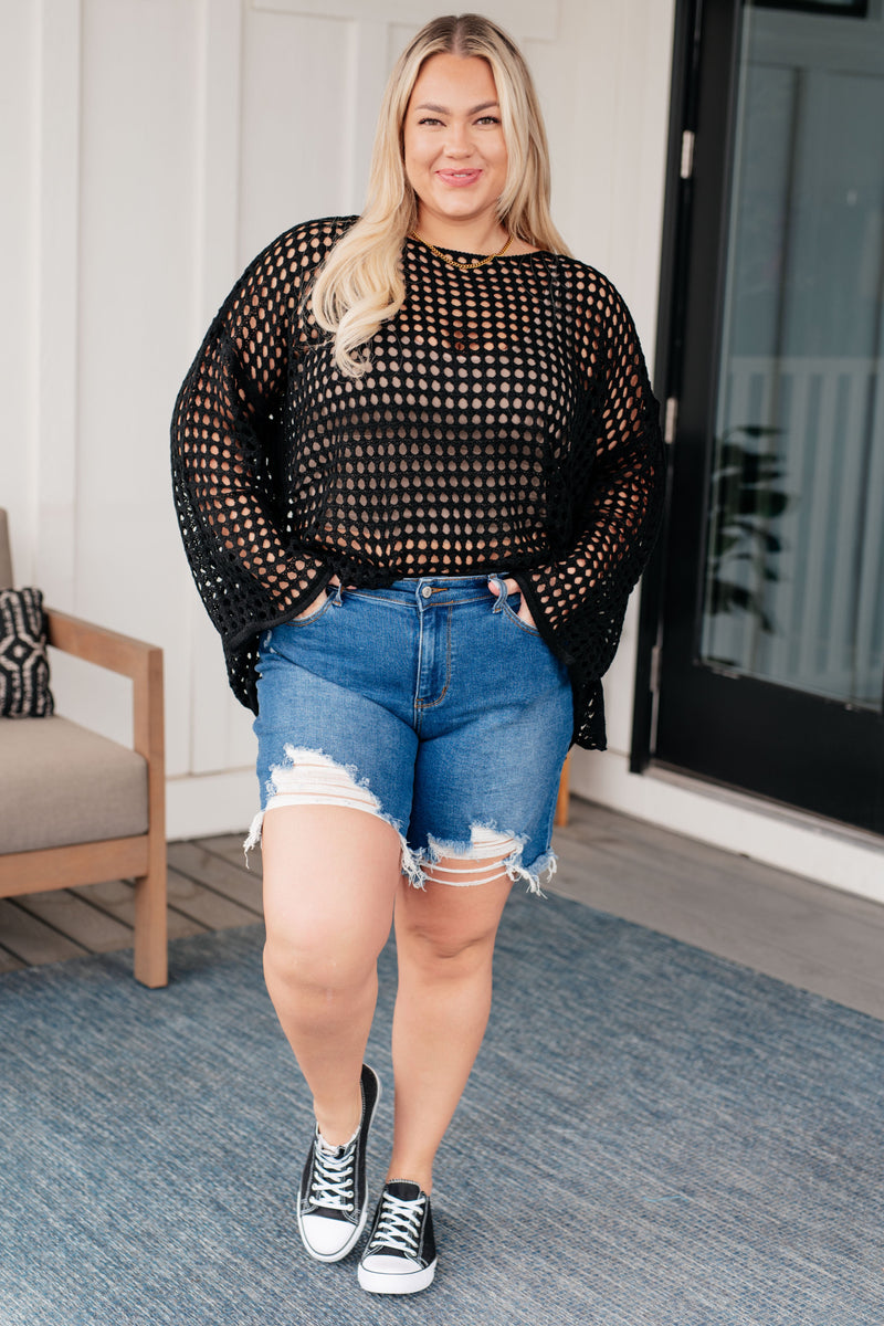 Ask Anyway Fishnet Sweater - Maple Row Boutique 