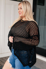 Ask Anyway Fishnet Sweater - Maple Row Boutique 