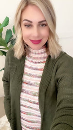Waffle Knit Hooded Cardigan With Pockets In Olive
