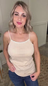 Crochet Front Knit Cami In Bohemian Beige