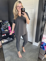 Tunic Top and Leggings Set in Charcoal
