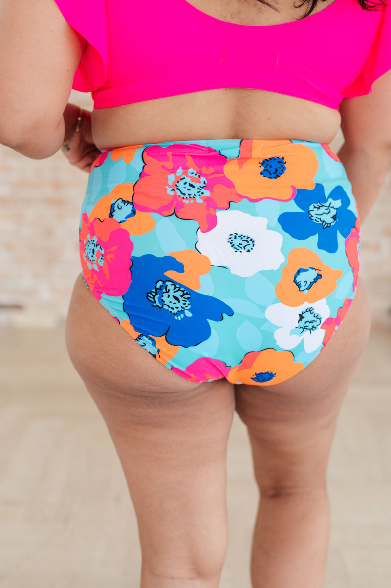 Panama Floral Print High Waisted Swim Bottoms - Maple Row Boutique 