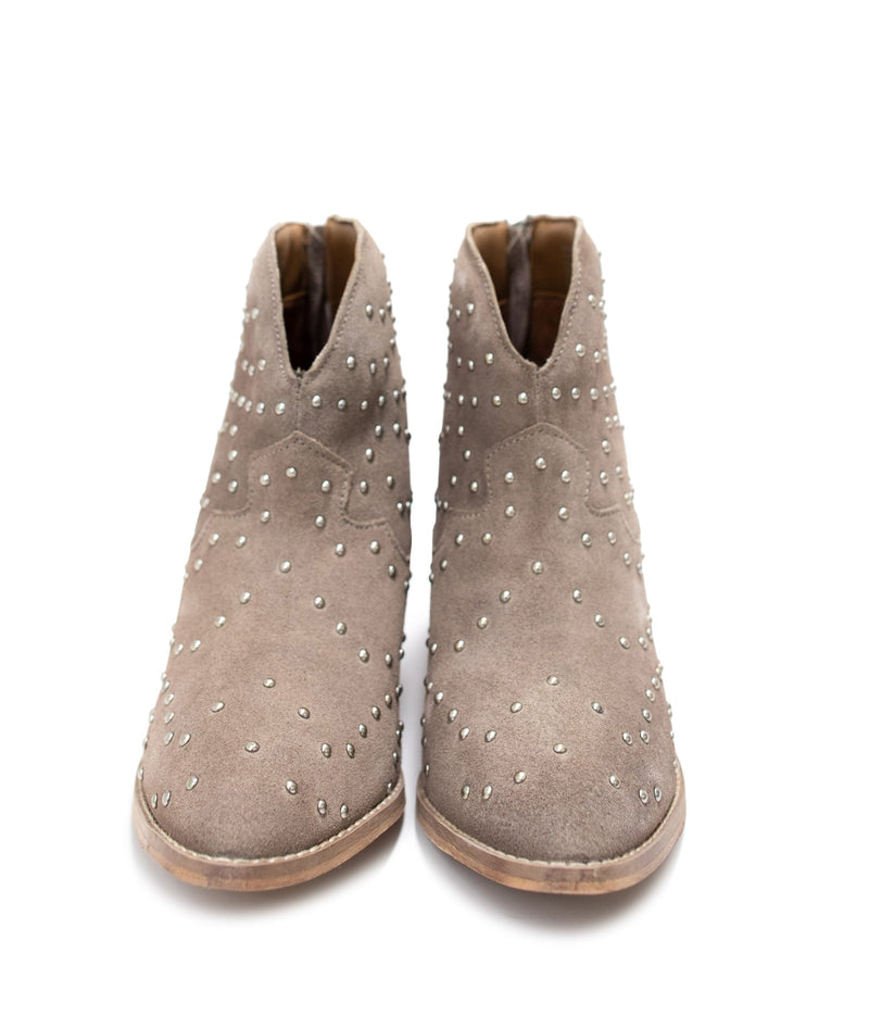 Twilight Studded Heeled Ankle Boot in Taupe - Maple Row Boutique 