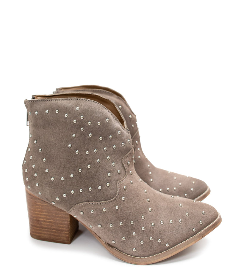 Twilight Studded Heeled Ankle Boot in Taupe - Maple Row Boutique 