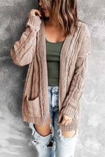 Drop-Shoulder Open Front Knitted Sweater - Maple Row Boutique 