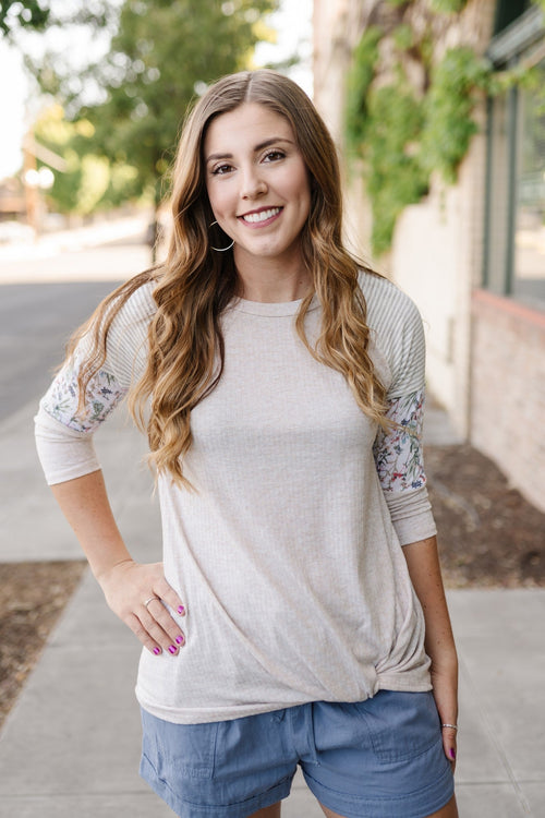 Knot Detail Tunic in Oatmeal - Maple Row Boutique 